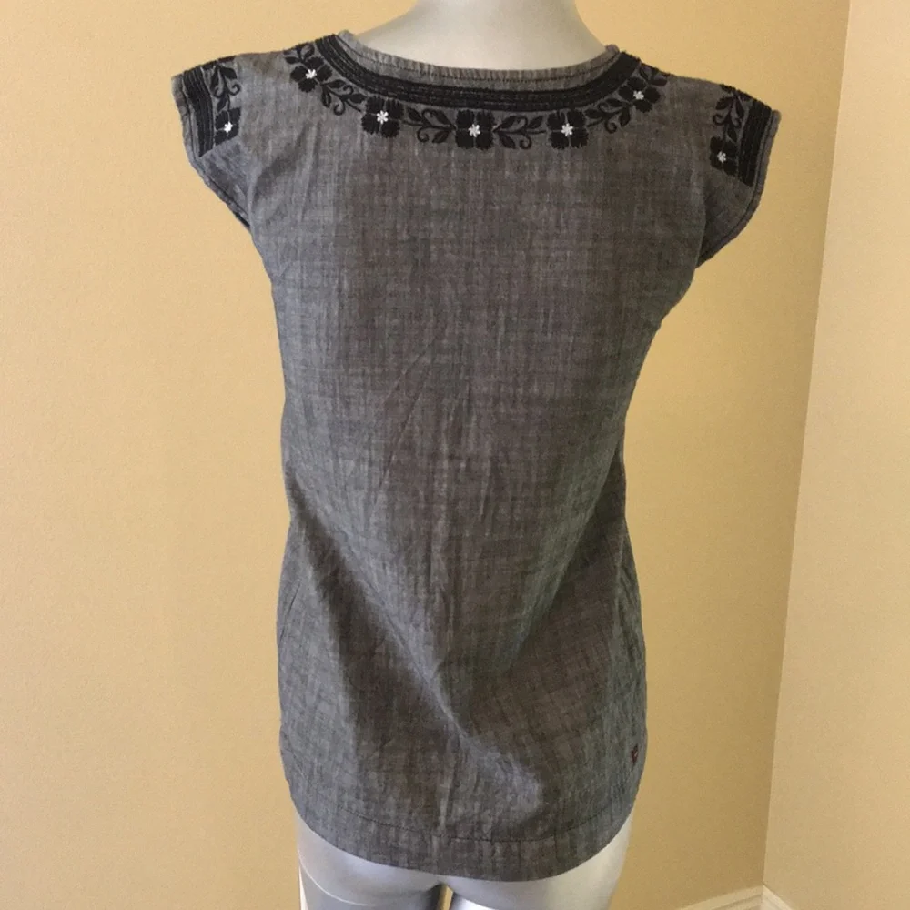 Tea Corzo Chambray Dress Cotton black yarn…